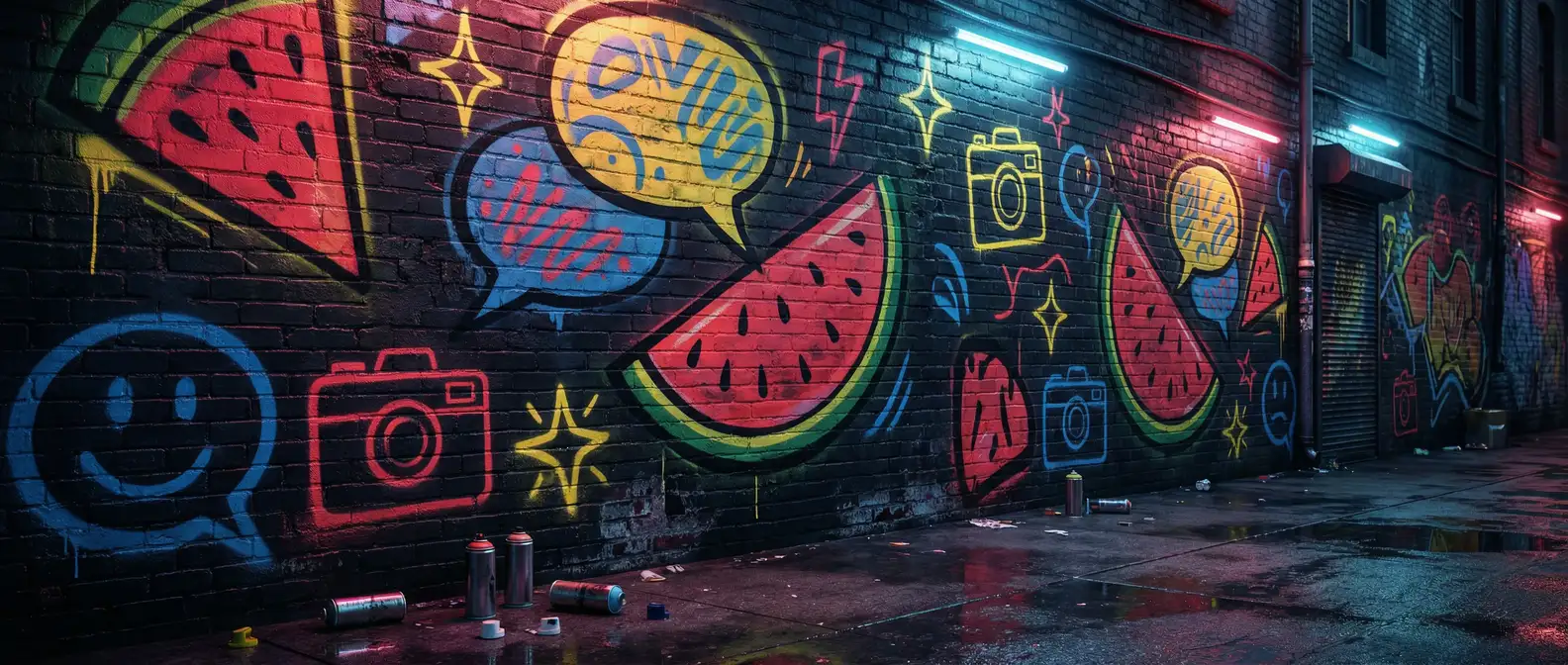 吃瓜暗网 瓜田直通车 - 街头涂鸦风格背景