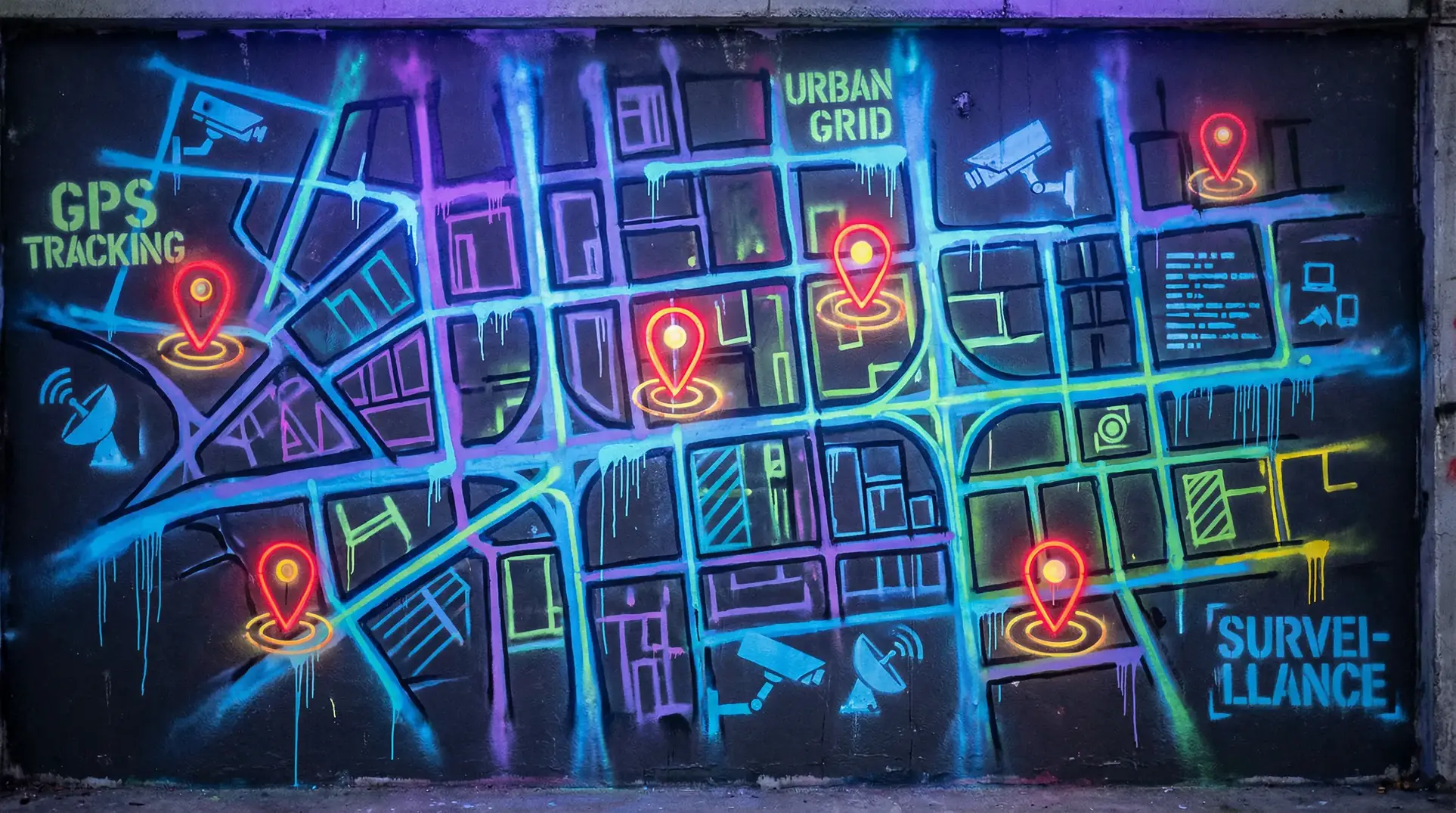 吃瓜暗网 狗仔追踪地图 - 城市涂鸦风格